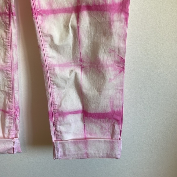 Sundry Tie Dye Roll Up Trouser Pants Pink White Cuffed 29 Chino Hippie Casual - Picture 4 of 14